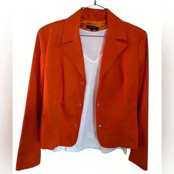 NEW 🌼  Vibrant “David Meister” Orange Blazer, Sz 12 - Picture 1 of 7
